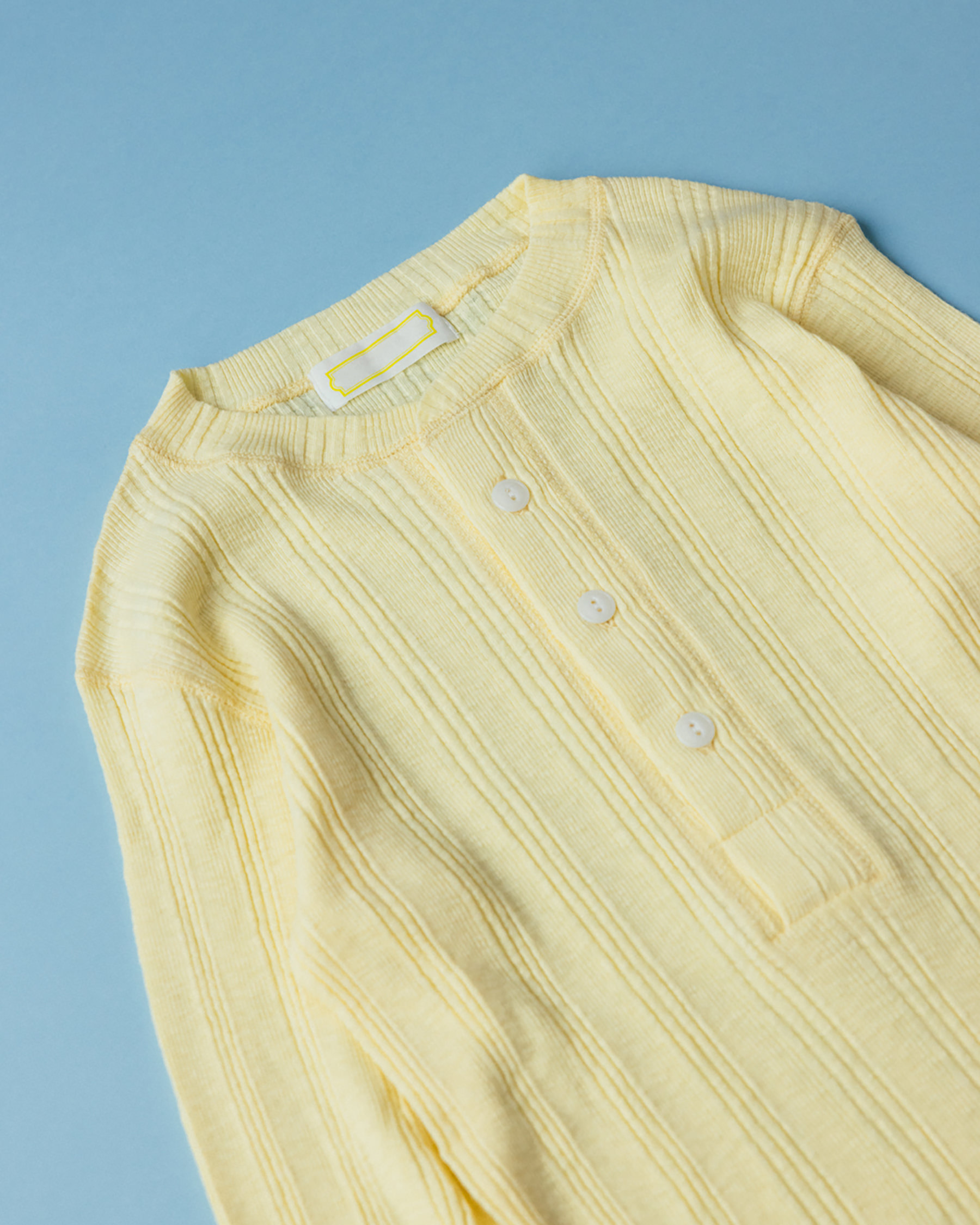 Slub Cotton Random Rib Henley (yellow)