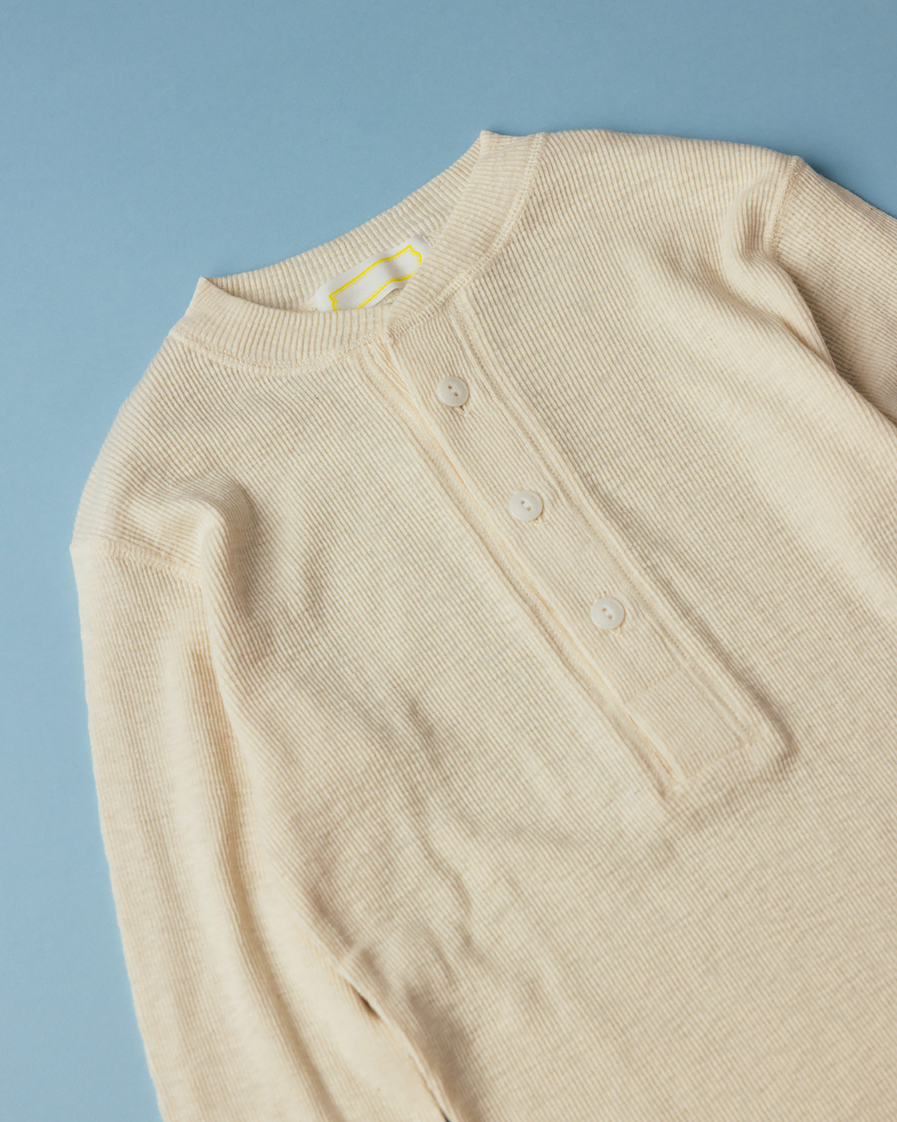 Slub Cotton Rib Henley (ecru)