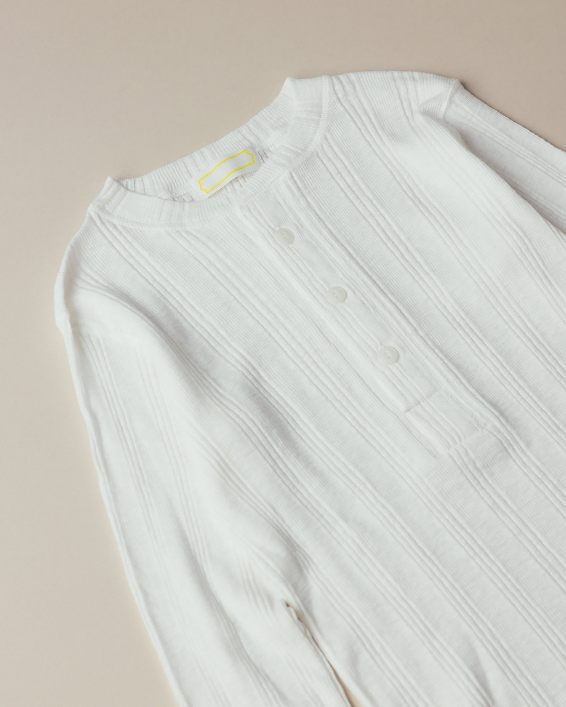 Slub Cotton Random Rib Henley (off white)