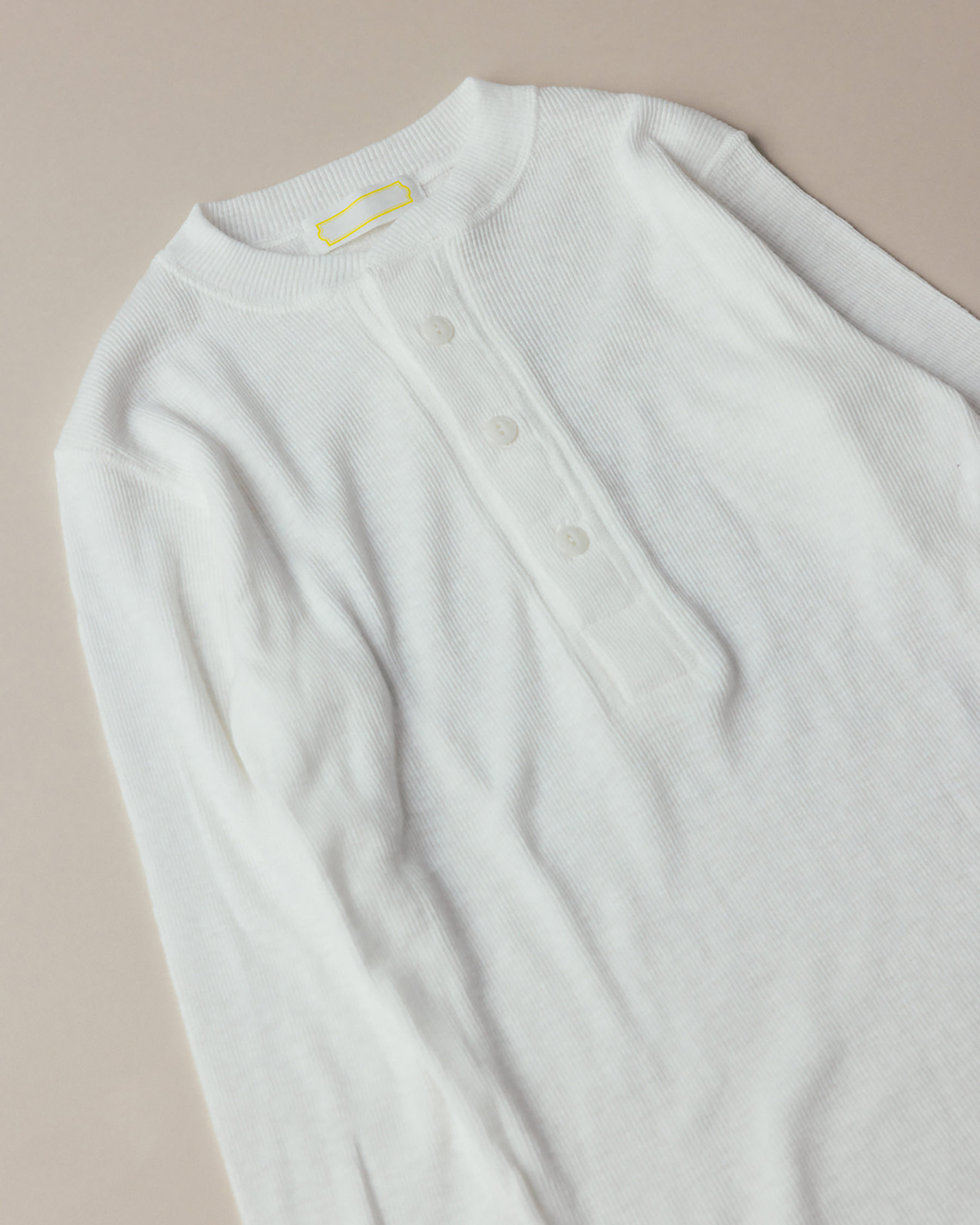 Slub Cotton Rib Henley (off white)